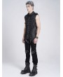 Devil Fashion Black Gothic Punk Crossover Lace Up Sleeveless Shirt for Men
