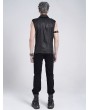 Devil Fashion Black Gothic Punk Crossover Lace Up Sleeveless Shirt for Men