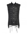 Devil Fashion Black Gothic Punk Crossover Lace Up Sleeveless Shirt for Men