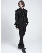 Devil Fashion Black Retro Gothic Embroidery Lace-Up Long Sleeve Shirt for Men