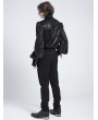Devil Fashion Black Retro Gothic Embroidery Lace-Up Long Sleeve Shirt for Men