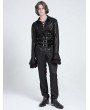 Devil Fashion Black Gothic Retro Embroidery Trim Lace-Up Shirt for Men