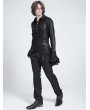 Devil Fashion Black Gothic Retro Embroidery Trim Lace-Up Shirt for Men