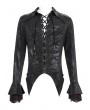 Devil Fashion Black Gothic Retro Embroidery Trim Lace-Up Shirt for Men