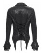 Devil Fashion Black Gothic Retro Embroidery Trim Lace-Up Shirt for Men