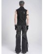 Devil Fashion Black Gothic Punk Studded Distressed Sleeveless Shirt for Men