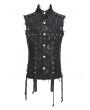 Devil Fashion Black Gothic Punk Studded Distressed Sleeveless Shirt for Men