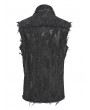 Devil Fashion Black Gothic Punk Studded Distressed Sleeveless Shirt for Men