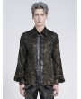 Devil Fashion Gothic Steampunk Chain Vintage Zip Up Shirt for Men