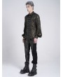 Devil Fashion Gothic Steampunk Chain Vintage Zip Up Shirt for Men