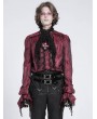 Devil Fashion Red Retro Gothic Victorian Vampire Ruffle Long Sleeve Shirt for Men