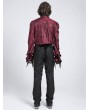 Devil Fashion Red Retro Gothic Victorian Vampire Ruffle Long Sleeve Shirt for Men