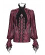 Devil Fashion Red Retro Gothic Victorian Vampire Ruffle Long Sleeve Shirt for Men