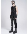 Devil Fashion Black Gothic Punk Decadent Eyelet Strap Sleeveless T-Shirt for Men