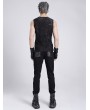Devil Fashion Black Gothic Punk Decadent Eyelet Strap Sleeveless T-Shirt for Men