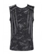 Devil Fashion Black Gothic Punk Decadent Eyelet Strap Sleeveless T-Shirt for Men