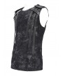 Devil Fashion Black Gothic Punk Decadent Eyelet Strap Sleeveless T-Shirt for Men