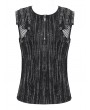 Devil Fashion Black Gothic Punk Striped Mesh Splicing Sleeveless T-Shirt for Men
