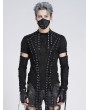 Devil Fashion Black Gothic Punk Irregular Cut-Out Long Sleeve T-Shirt for Men
