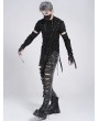 Devil Fashion Black Gothic Punk Irregular Cut-Out Long Sleeve T-Shirt for Men