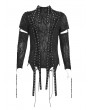 Devil Fashion Black Gothic Punk Irregular Cut-Out Long Sleeve T-Shirt for Men