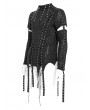 Devil Fashion Black Gothic Punk Irregular Cut-Out Long Sleeve T-Shirt for Men