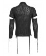 Devil Fashion Black Gothic Punk Irregular Cut-Out Long Sleeve T-Shirt for Men