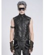 Devil Fashion Black Gothic Punk Studded Stand Collar Waistcoat for Men