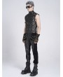 Devil Fashion Black Gothic Punk Studded Stand Collar Waistcoat for Men