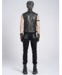 Devil Fashion Black Gothic Punk Studded Stand Collar Waistcoat for Men