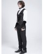 Devil Fashion Black Gothic Vintage Patterned Zip Front Waistcoat for Men