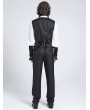 Devil Fashion Black Gothic Vintage Patterned Zip Front Waistcoat for Men