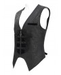 Devil Fashion Black Gothic Vintage Patterned Zip Front Waistcoat for Men