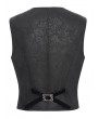 Devil Fashion Black Gothic Vintage Patterned Zip Front Waistcoat for Men
