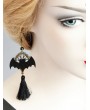 Black Retro Gothic Bat Tassel Dangle Earrings