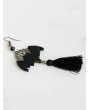 Black Retro Gothic Bat Tassel Dangle Earrings