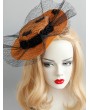 Brown Gothic Bat Rose Mesh Top Hat Headdress
