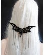 Black Gothic Bat Crystal Chain Tassel Hairclip