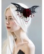 Black Felt Gothic Rose Tassel Bat Headdress