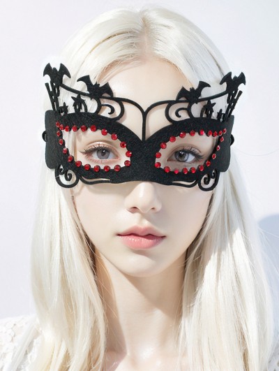 Black Gothic Red Crystal Masquerade Eye Mask