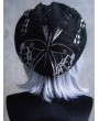 Black Dark Gothic Butterfly Embroidered Beret Hat
