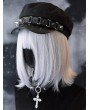 Black Gothic Spiked Rivet Multi-Ring Newsboy Hat