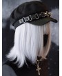 Black Gothic Spiked Rivet Multi-Ring Newsboy Hat