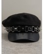 Black Gothic Spiked Rivet Multi-Ring Newsboy Hat