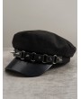 Black Gothic Spiked Rivet Multi-Ring Newsboy Hat