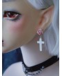 Dark Gothic Blood-Stained White Rose Earrings