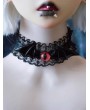 Black Gothic Devil Eyes Lace Ruffle Choker