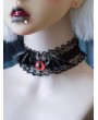 Black Gothic Devil Eyes Lace Ruffle Choker