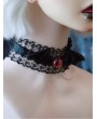Black Gothic Devil Eyes Lace Ruffle Choker