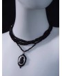 Vintage Black Cat Pendant Multi-Layered Bead Necklace